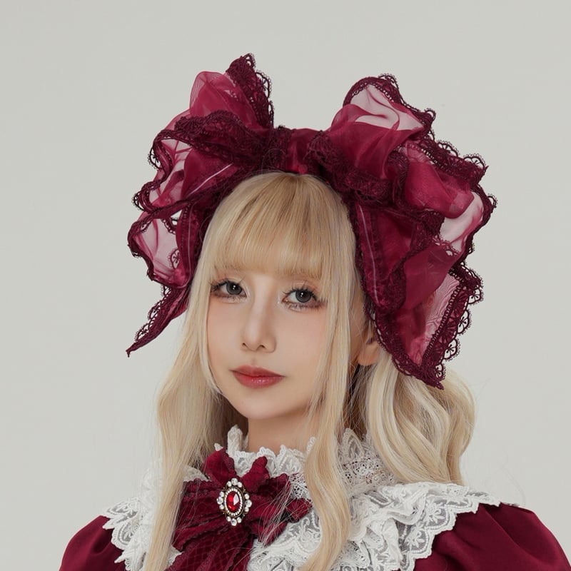 Heartワッペンオーガンジーリボンカチューシャ 濃ピンク USED】Heartワッペンオーガンジーリボンカチューシャ | Angelic