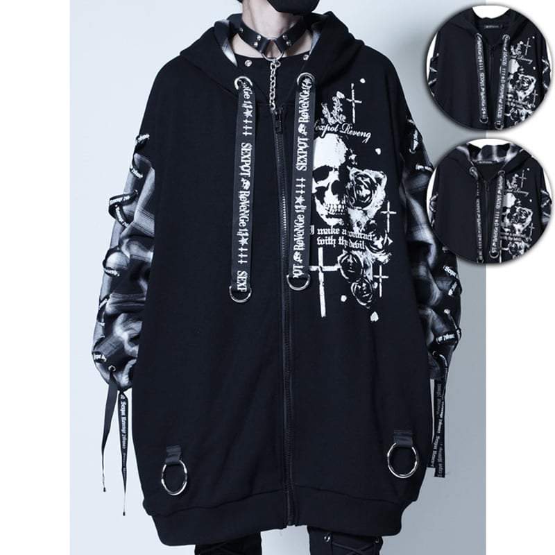 EPEX ベクスン ヒョヌ ポラロイド SEXPOTReVeNGe】LACE UP SLEEVE RABBIT EARS HOOD