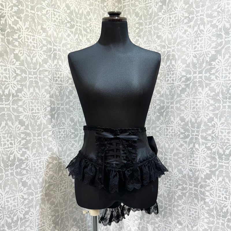 Enchantlic Enchantilly】チュールレースリボンコルセット（黒×黒