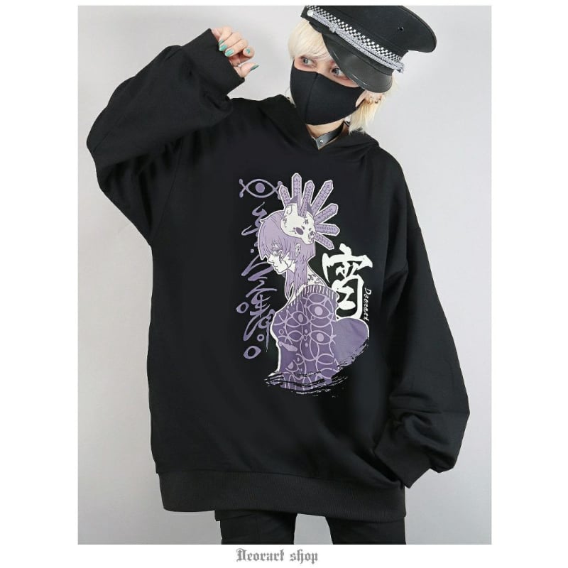 Deorart】 [和GOTH] オーバーサイズ ・プリントプルパーカー [ 宵-yoi-