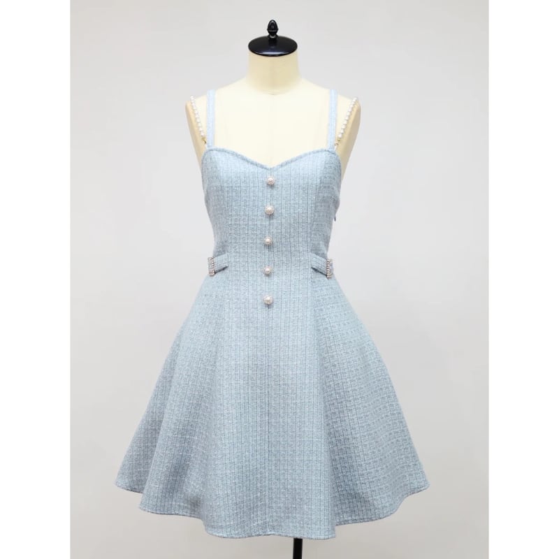 パールサス付ツイードワンピース サックス Amavel】パールサス付ツイードワンピース/125170596 | KIST ONLINE