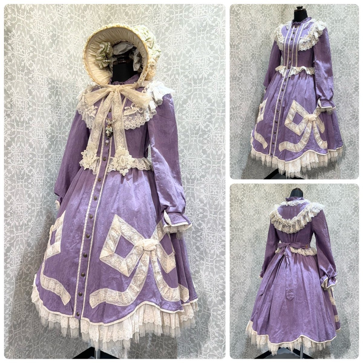 星箱Works】リボンフローラ コットンレースロングワンピース 