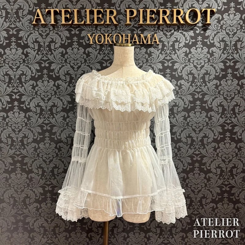 ATELIER-PIERROT】 Sheer Off-Shoulder Shirring B