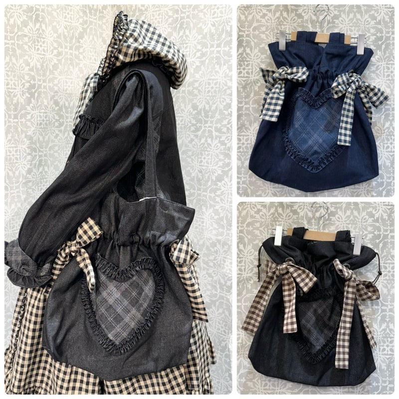 星箱Works】シーソルトマキアート デニムチェック トートバッグ