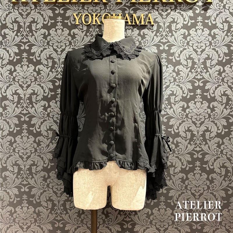 ATELIER-PIERROT】Louise Jabot Half Sleeve Blous