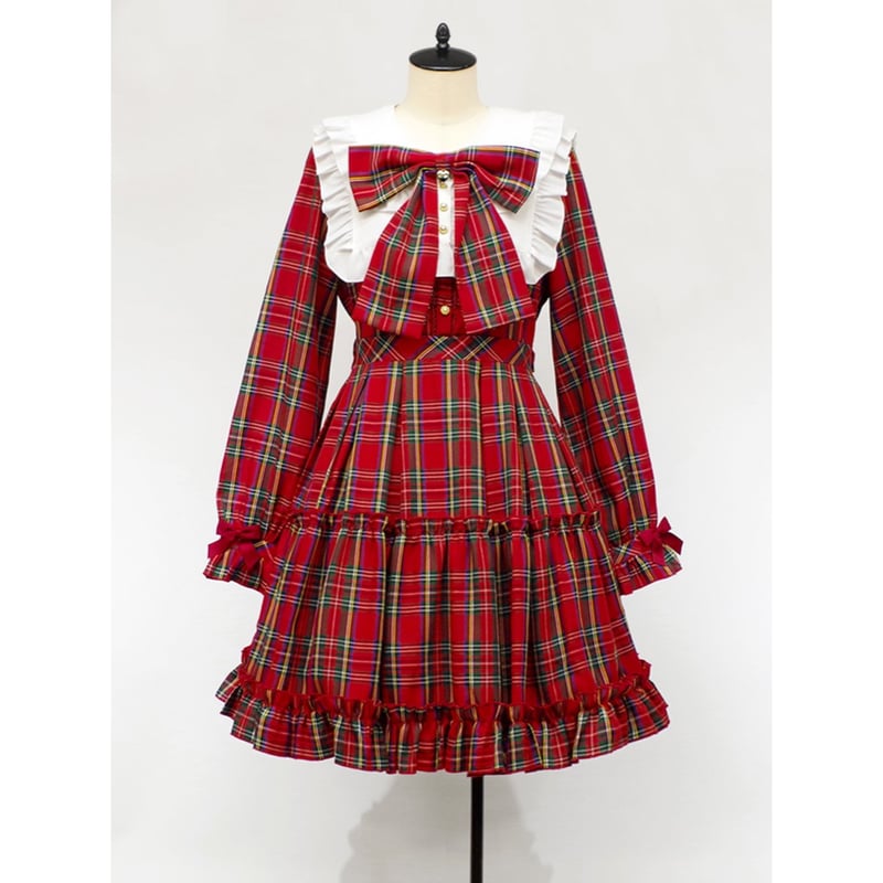 Amavel Dolly Holidayチェックティアードワンピースセット