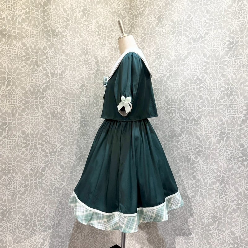 Amavel】 Chouchou Check セットアップ風セーラーワンピース/126170