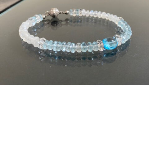 Kaya◆高品質✧スイスブルートパーズ×ブルームーンストーンブレスレット Kaya様専用◇高品質✧スイスブルートパーズ×ブルームーン