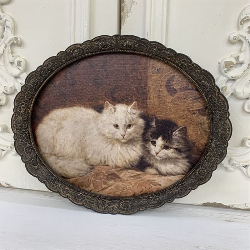 ステンドグラス 白猫 アンティークインテリア