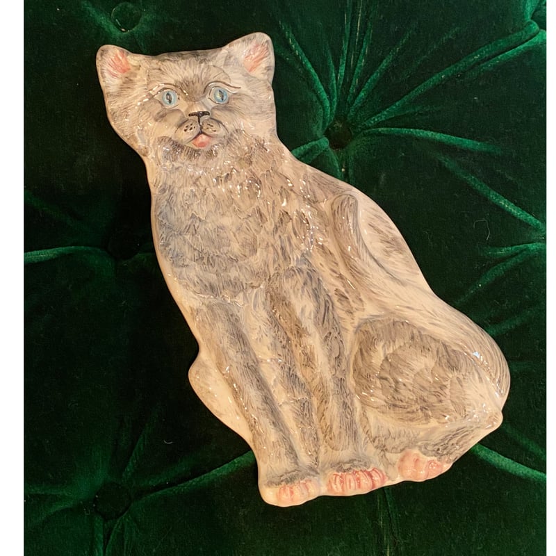 イタリア製 立体的がかわいい 長毛 猫 皿 猫型 ダイカット プレート