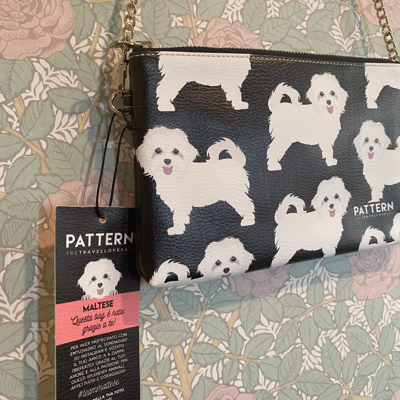 イタリア製 2WAYバッグ ポシェット ポーチ 犬柄 クラッチ ショルダー付