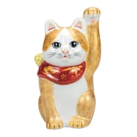 九谷焼 4号・猫の招き猫-福々 金彩 4号 福々招き猫 金彩