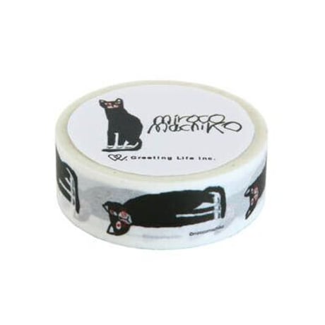 ミロコマチコ　 mirocomachiko　マスキングテープ  黒猫　猫
