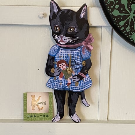 ナタリーレテ　壁掛け時計　時計　ブラックキャット　黒猫
