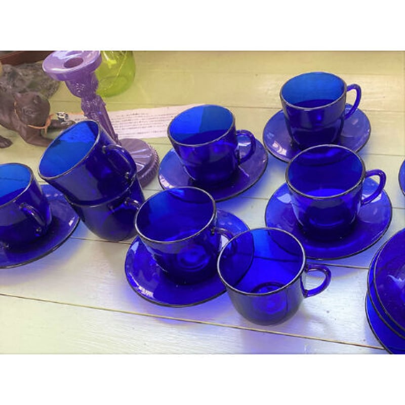 サファイアブルー 耐熱ガラス ティーカップ＆ソーサー | 世界の猫祭