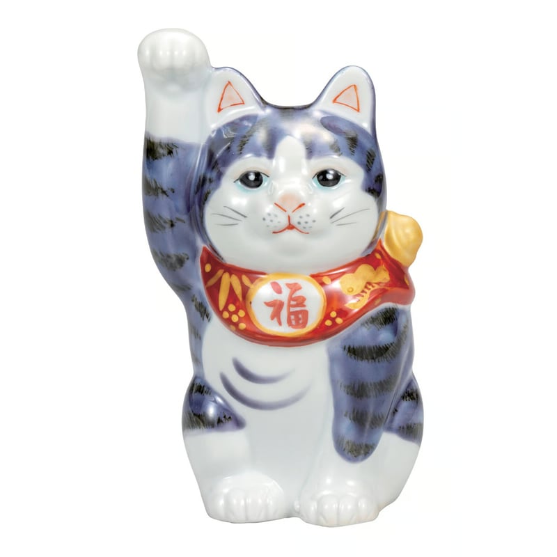 九谷焼 4号 招き猫 福 紫釉彩 まねきねこ 猫 | 世界の猫祭コチ