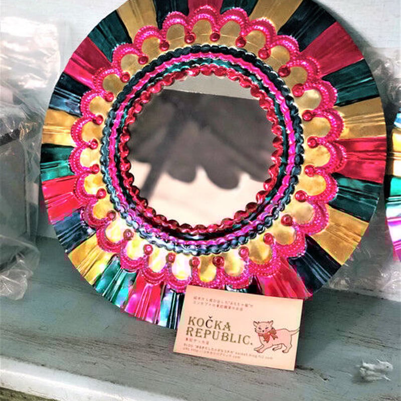 レトロ】メキシコ ブリキ タイルミラー