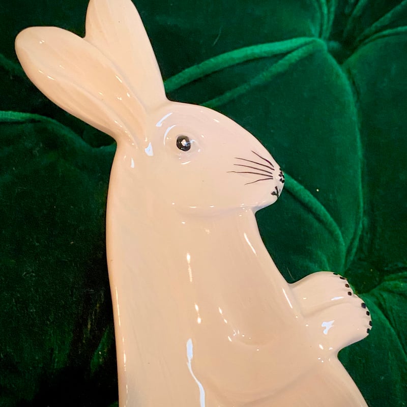 超激レア うさぎのフィギュアのついたお皿 オードブル皿 昭和 かわいい大皿