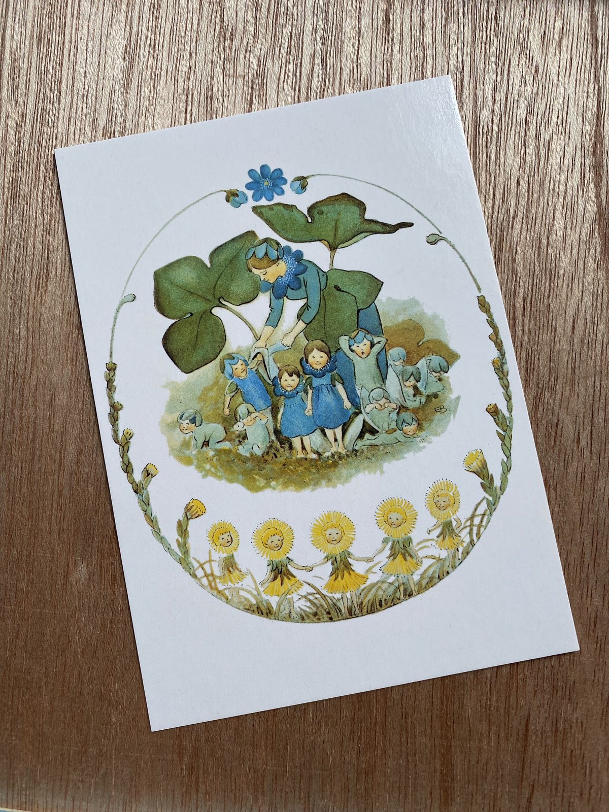 北欧 絵本作家 青い花の家族 エルサベスコフ ポストカード 