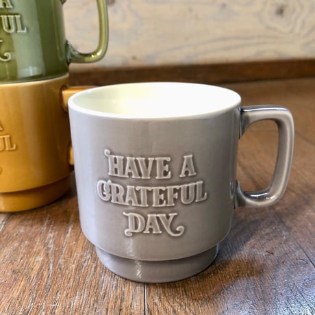 HAVE A GRATEFUL DAY：”VINTAGE MUG CUP"(GREEN, AMBER, GRAY,)