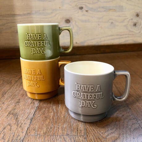 HAVE A GRATEFUL DAY：”VINTAGE MUG CUP"(GREEN, AMBER, GRAY,)