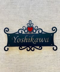 ネームプレート 表札 ハート ティアラ アルミ製　(18周年記念価格）