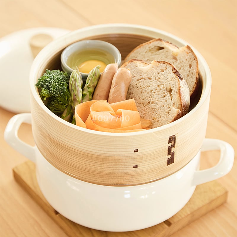 fujihoro (富士ホーロー) せいろ付きホーロー鍋 18cm ホワイト せいろ