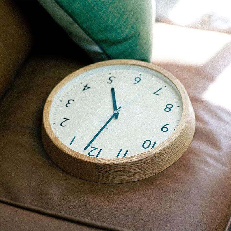 日本製】電波時計 壁掛け時計 DRP CLOCK OAK 天然木 オーク材 静音稼働