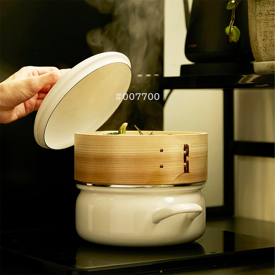 fujihoro (富士ホーロー) せいろ付きホーロー鍋 18cm ホワイト せいろ