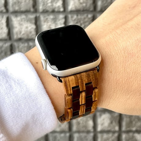EINBAND AppleWatch 天然木バンド Aタイプ Zebrawood×Ebony アップルウオッチ ステンレス 人気　レディース メンズ  おしゃれ プレゼント