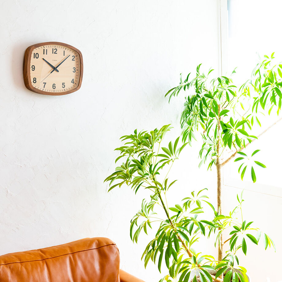電波時計 R-SQUARE CLOCK【WALNUT】 日本製 掛時計 静音稼働