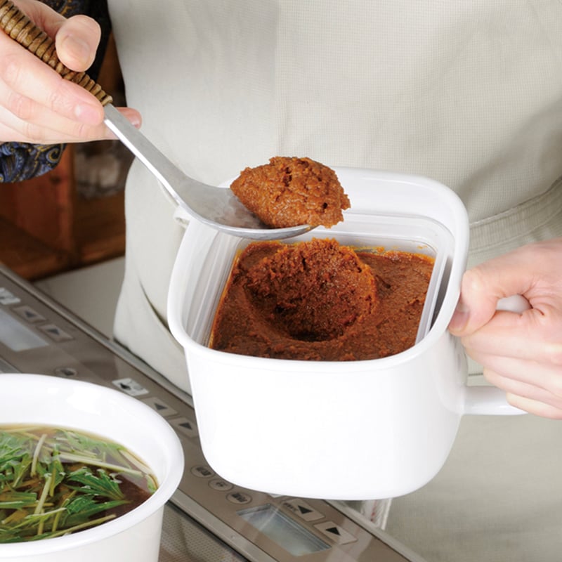 富士ホーロー 角型みそポット 1.5L N-KP 味噌ポット 琺瑯 fujihoro