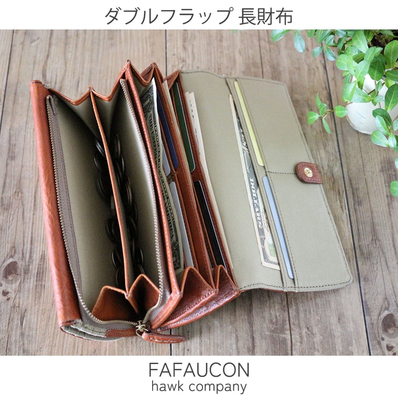ホークカンパニー　レザー長財布 Hawk Company ホークカンパニー ダブルフラップレザーロング
