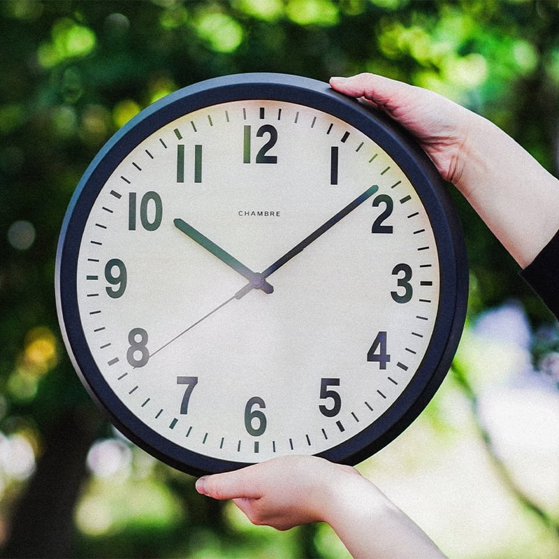 日本製】電波時計 壁掛け時計 PUBLIC CLOCK BLACK 天然木 オブナ