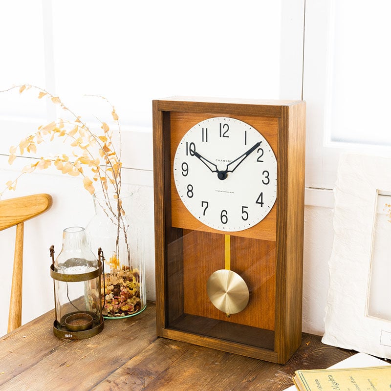 CHAMBRE HINOKI PENDULUM CLOCK 【BROWN】 日本製 振り子時...