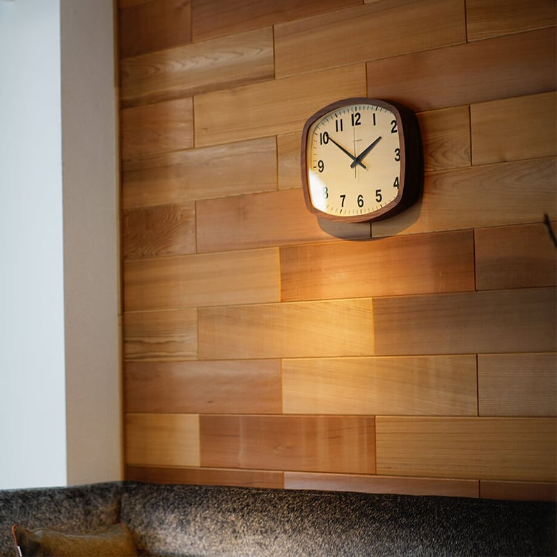 電波時計 R-SQUARE CLOCK【WALNUT】 日本製 掛時計 静音稼働