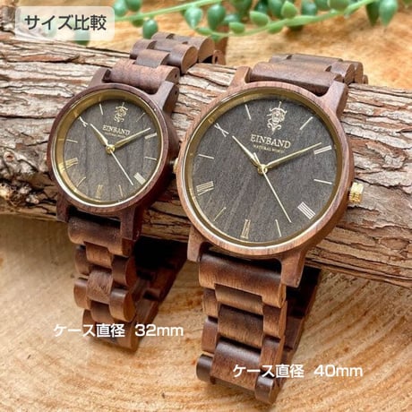 EINBAND Reise Walnut & Gold 木製腕時計 40mm 木製腕時計　ムーブメント日本製クォーツ