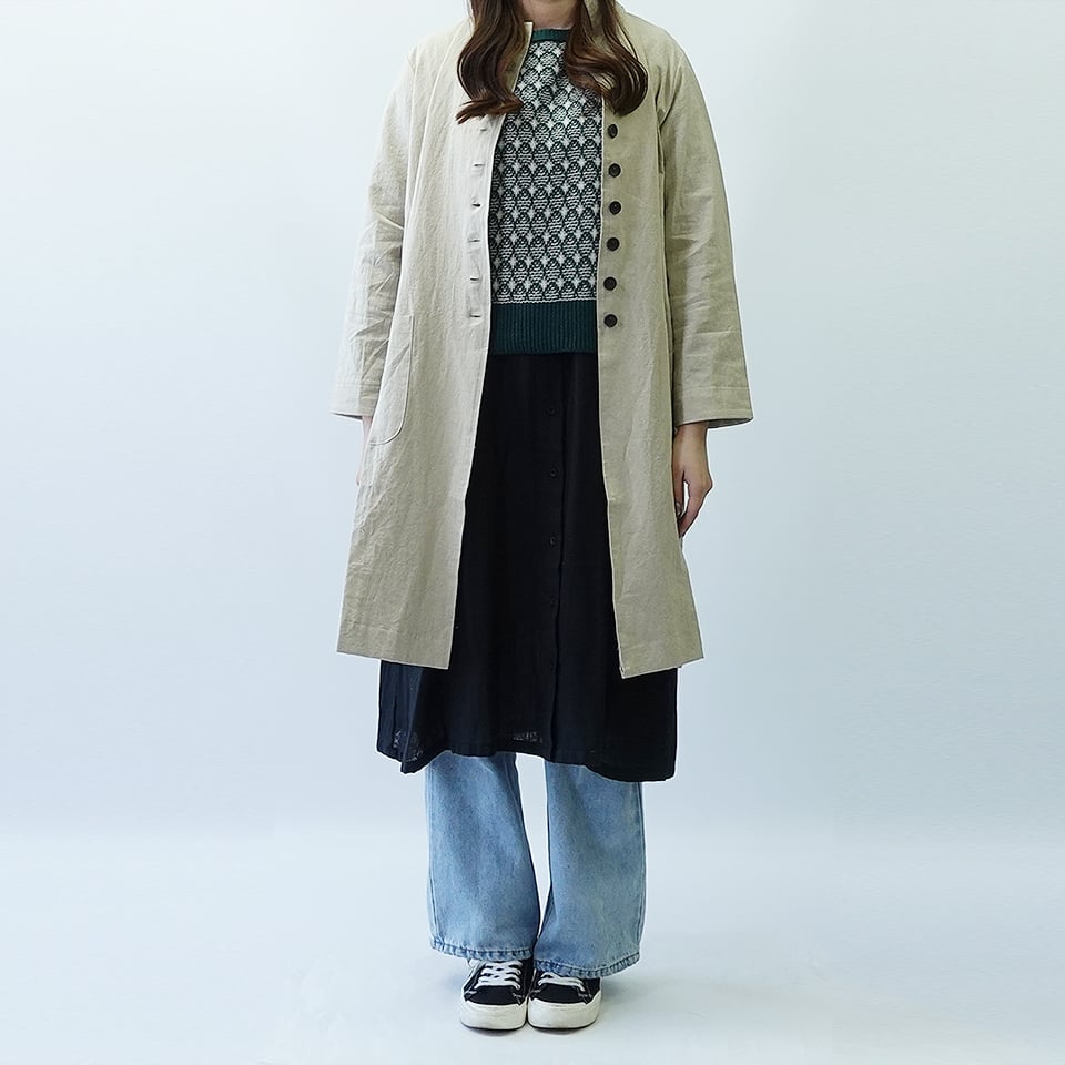 麻混ロングコート カジュアル キレイめ アウター 羽織 女性 可愛い