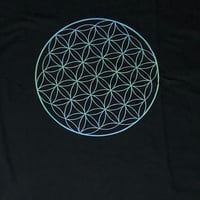在庫1点のみ✨✨Tシャツ フラワーオブライフ　サイズ　M　黒字にブルー　50%OFF❗️ 3,900円→1,950円‼️