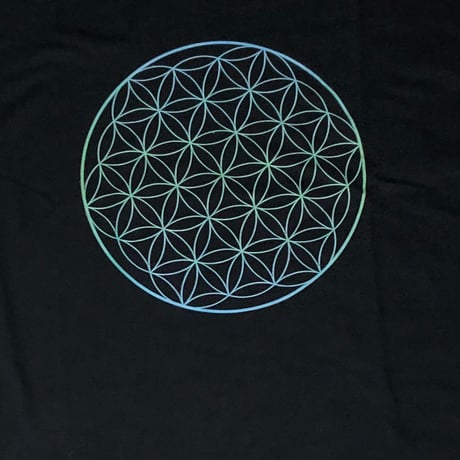 在庫1点のみ✨✨Tシャツ フラワーオブライフ　サイズ　M　黒字にブルー　50%OFF❗️ 3,900円→1,950円‼️