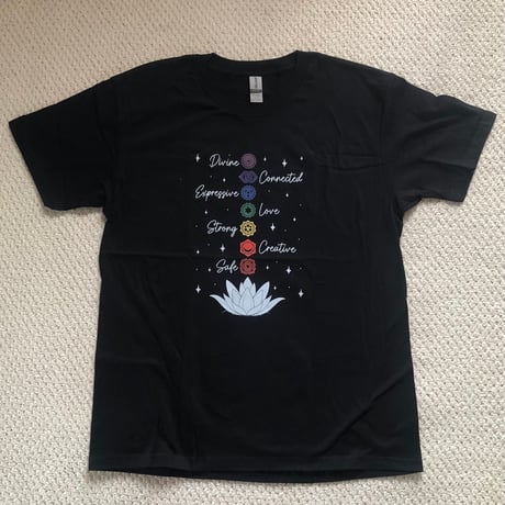 Tシャツ チャクラシリーズＢ　サイズメンズ Ｌ  黒　綿100％ ％OFF❗️3900円→3,120円‼️