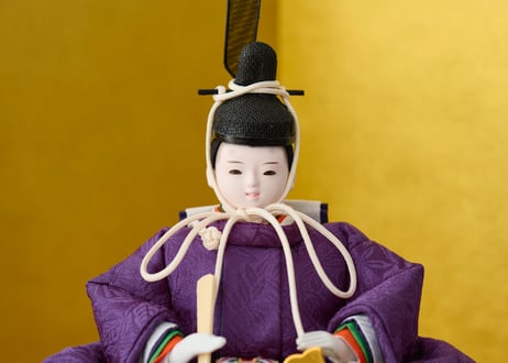 ＜数量限定＞「SHINONOME」シリーズ　雛人形　コンパクト親王飾り　正絹麹塵紫