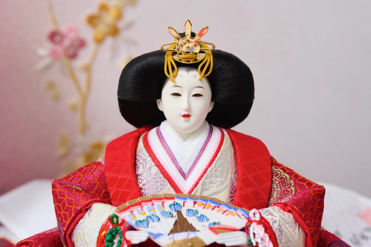 雛人形 親王飾り 正絹西陣織 桜刺繍紫ぼかし二曲屏風 | 京人形み 雛人形 親王飾り 正絹西陣織 桜刺繍紫ぼかし二曲屏風 | 京人形み