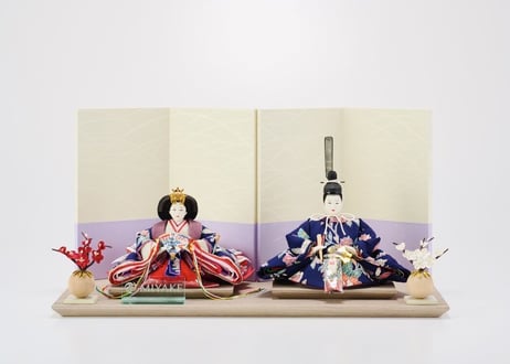 「ASAGIRI」シリーズ　雛人形　コンパクト親王飾り　正絹友禅染  20-C