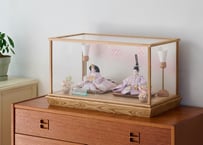 雛人形　アクリルケース入り親王飾り　うす紫唐花紋様