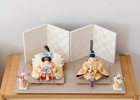 ＜数量限定＞「SHINONOME」シリーズ　雛人形　コンパクト親王飾り　正絹有楽錦