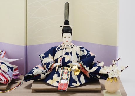 「ASAGIRI」シリーズ　雛人形　コンパクト親王飾り　正絹友禅染  20-G