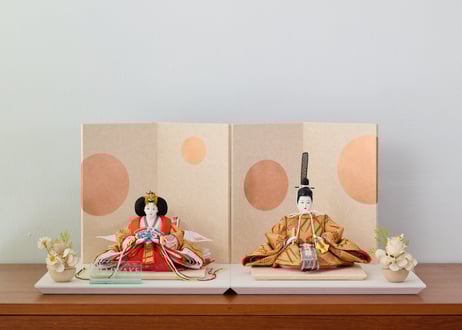 「ASAGIRI」シリーズ　雛人形　コンパクト親王飾り　山吹地鳳凰草花紋様24-Q