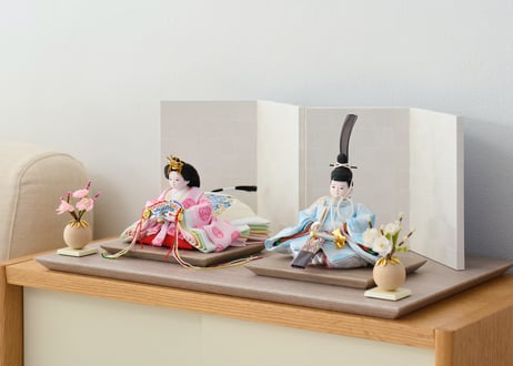 ＜数量限定＞「SHINONOME」シリーズ　雛人形　コンパクト親王飾り　雲立涌に向鶴