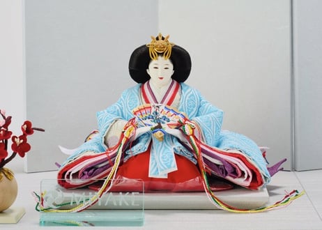 「ASAGIRI」シリーズ　雛人形　コンパクト親王飾り　有職雲立涌水色21-B3